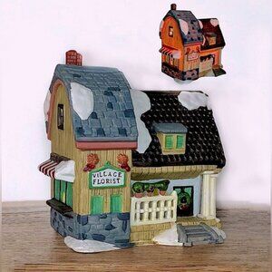 Vintage Christmas Village Florist Porcelain Winter Valley Cottage Lighted House